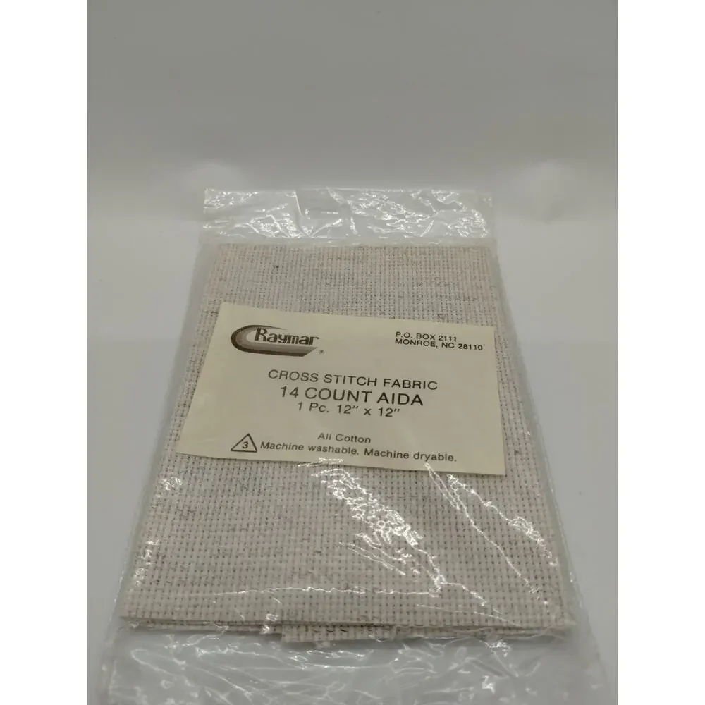 Raymar Cross Stitch Fabric Aida 14 Count Natural - 12”x 12” Piece Needlecraft